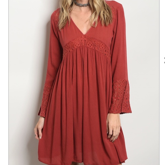 LAST Rust Long Sleeve Dress 06029 - Picture 3 of 3